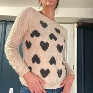 Lauren Conrad Fluffy Heart Sweater